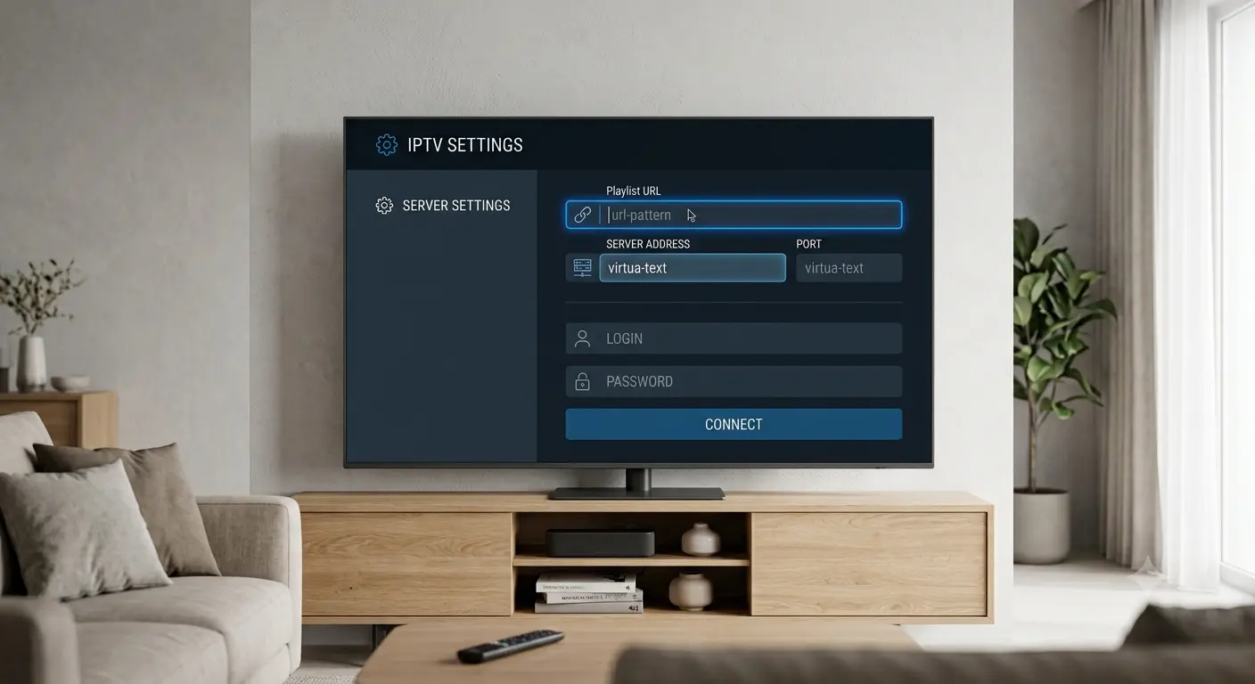Instellingenmenu van IBO Player voor playlist en serverconfiguratie