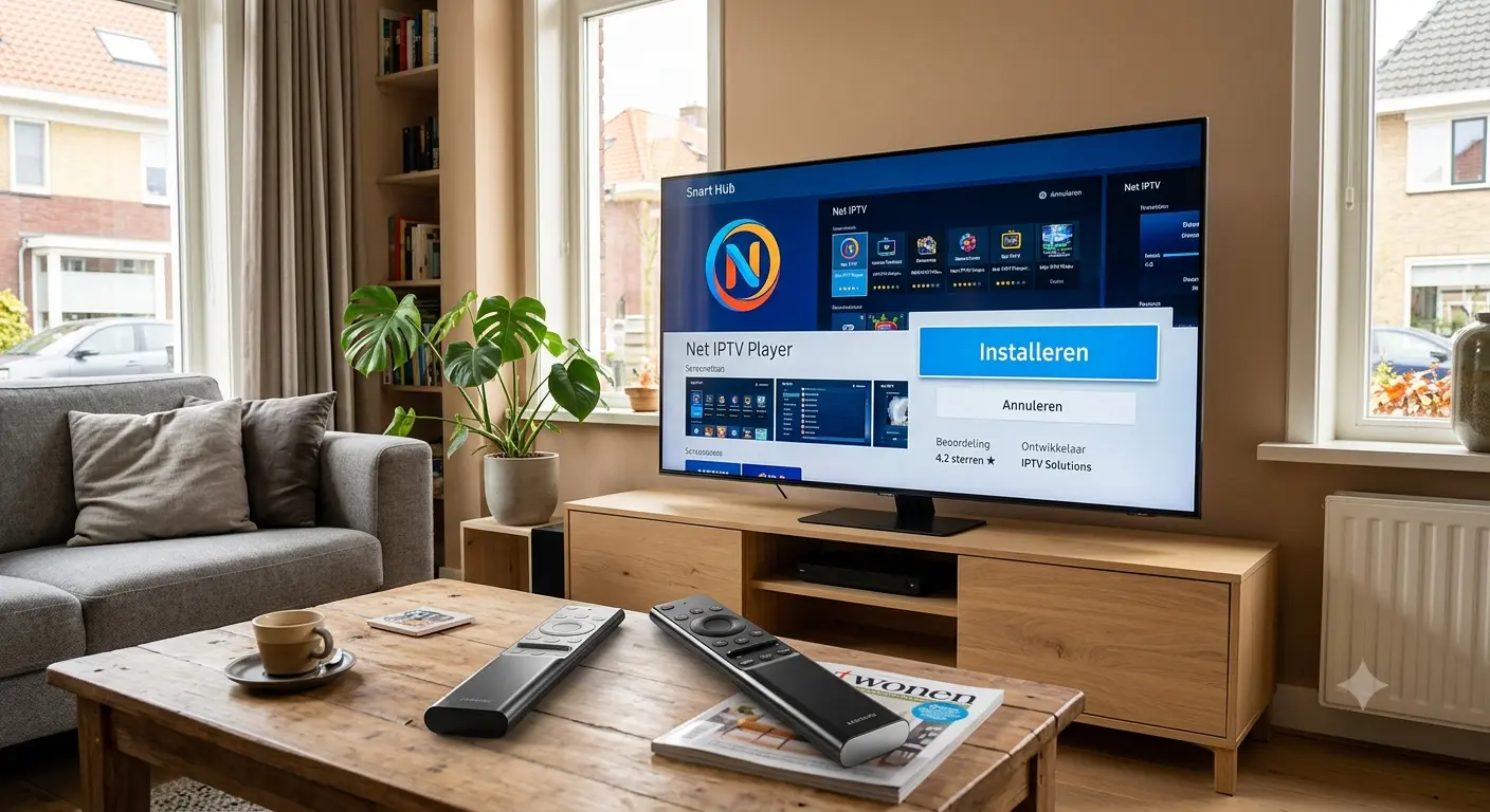 Schermafbeelding van de Net IPTV interface op een Smart TV