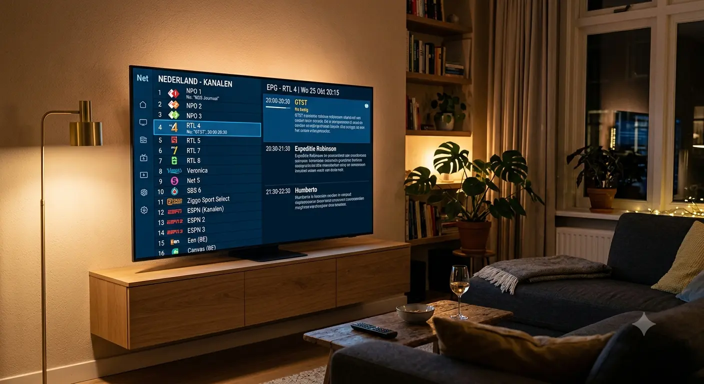 Instellingenmenu van Net IPTV voor het oplossen van verbindingsproblemen
