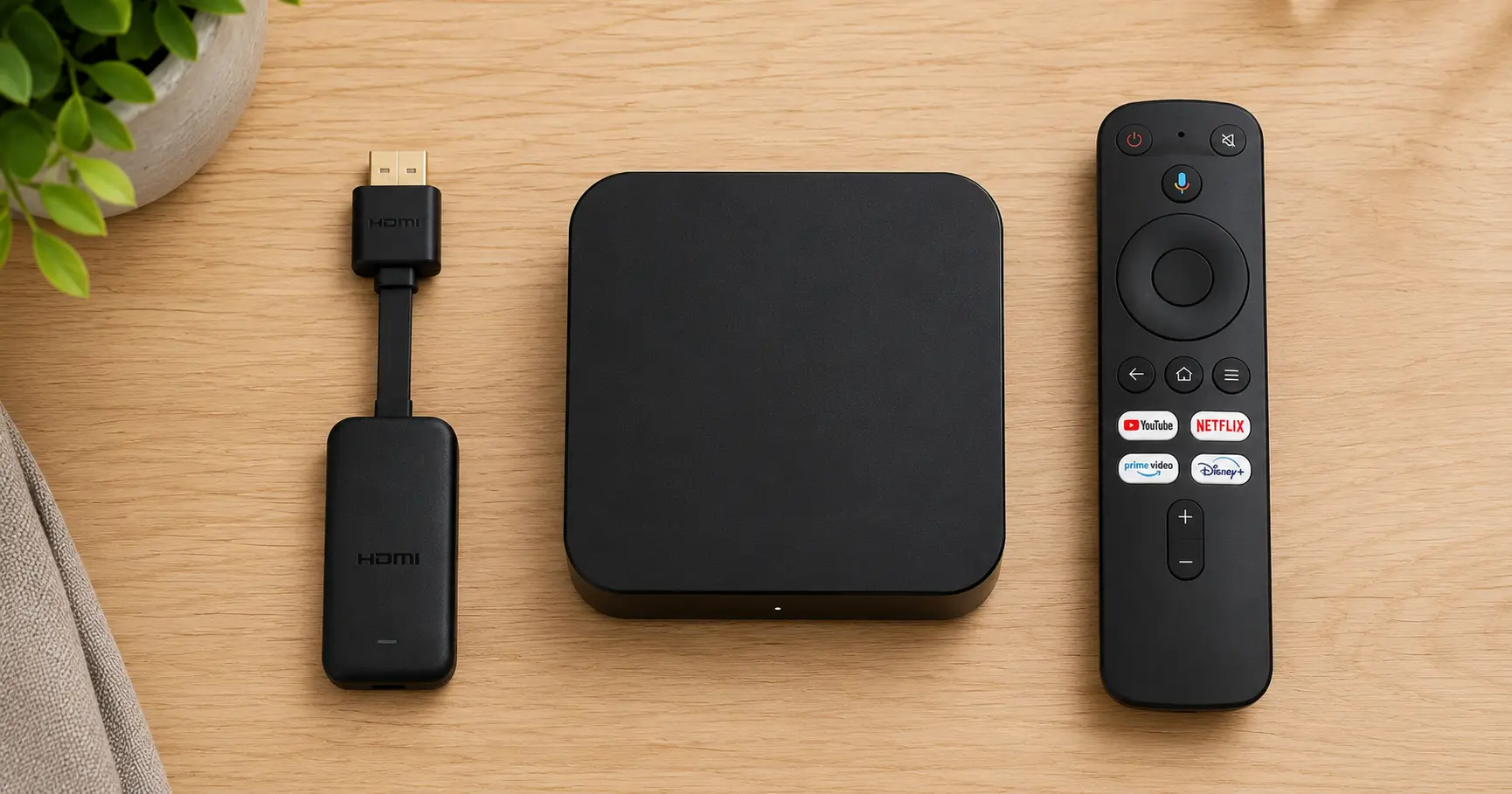 Fire TV Stick naast een generieke Android TV-box