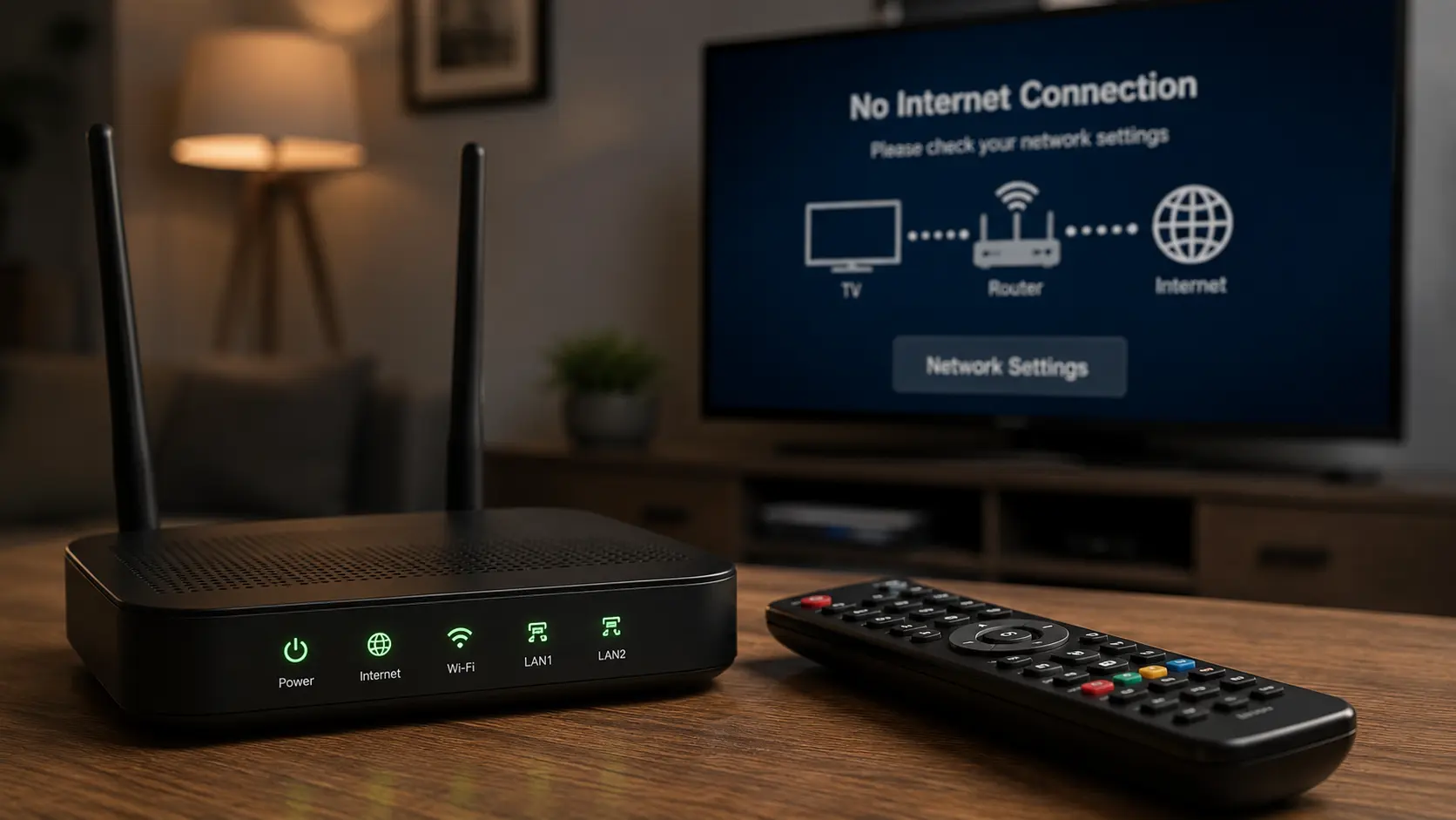 Wifi-router en afstandsbediening voor het oplossen van IPTV storingen